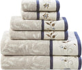 Madison Park Serene 100% Cotton Bath Towel Set Luxurious Floral Decorative by MADISONPARK