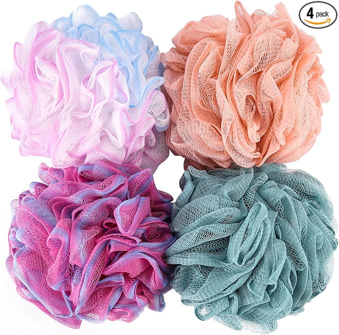 BTYMS Large Loofah Sponge 75g/Pc, Exfoliating Shower Pouf Bath Scrunchies Bath by BTYMS