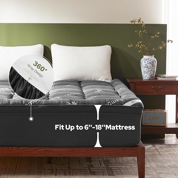 BEDLORE 4 Inch Memory Foam Mattress Topper Queen, 2-in-1 Dual Layer Design - Image 6