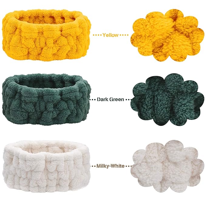Chuangdi 3 Pieces Spa Headband for Women Facial Makeup Headband Soft Terry - Image 2