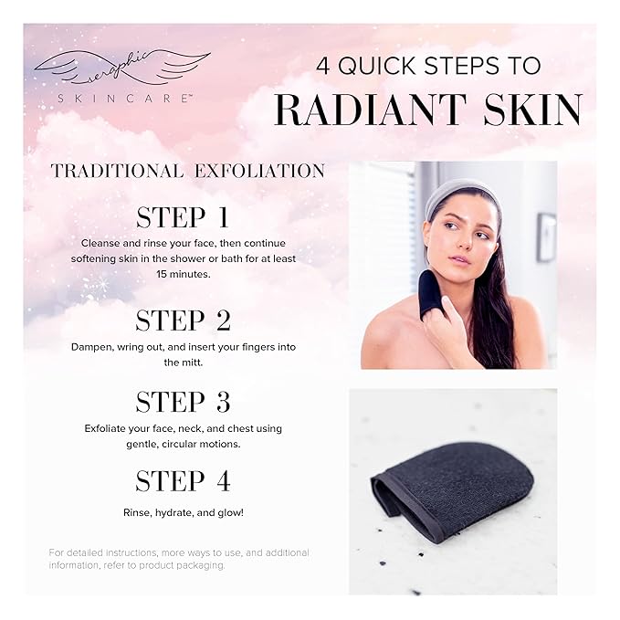 Seraphic Skincare Premium Exfoliating Facial Mitt – Dual-Sided Face Scrubber - Image 4