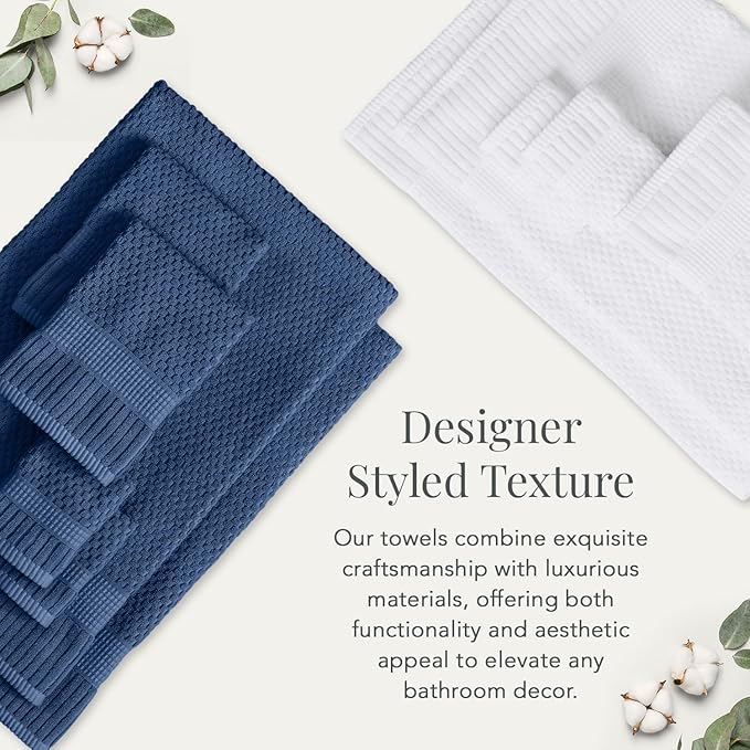 NY Loft 100% Cotton 4 Pack Bath Towel Set| Navy Bath Towels | Super Soft & - Image 5