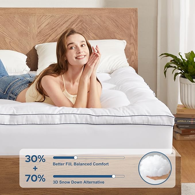 BEDLORE Full Mattress Topper, Thick Pillow Top Pad - Image 2