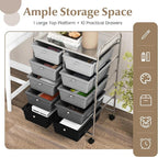 GOFLAME 10-Drawer Rolling Storage Cart, Art Craft Storage Organizer on Wheels, Multipurpose Movable Utility Cart for School, Office and Home, Black Gradient