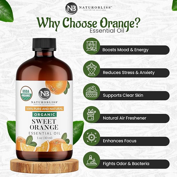 NaturoBliss Organic Sweet Orange Essential Oil, 100% Pure Therapeutic Grade - Image 2