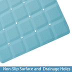 Foldable Silicone Bathtub Mat: Jumbo Size Heavy Duty Safety Bath Mat for Tub Without Suction Cups Non Slip Bath & Shower Mat for Textured, Reglazed, Refinished Tub (Blue, 35.8 x 17.7)