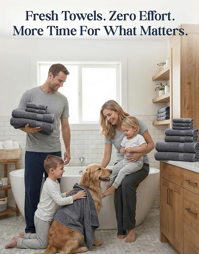 LANE LINEN 100% Cotton Bath Towels Set - Image 5