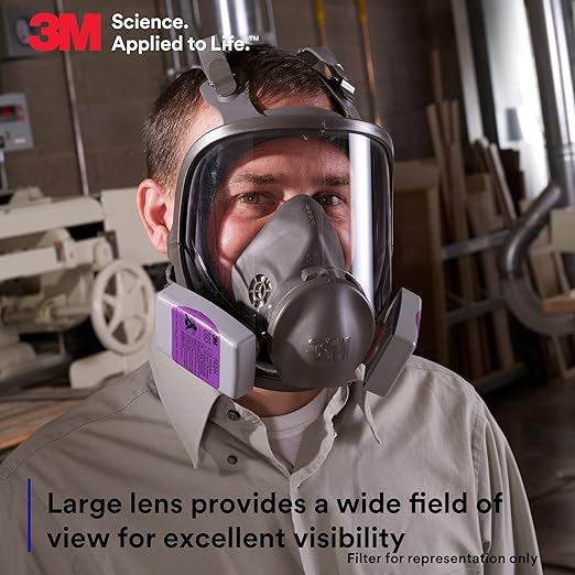 3M Full Facepiece Reusable Respirator 6800, Large Lens, ANSI High Impact Eye - Image 5