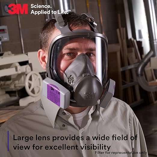 3M Full Facepiece Reusable Respirator 6900, Large Lens, ANSI High Impact Eye - Image 4