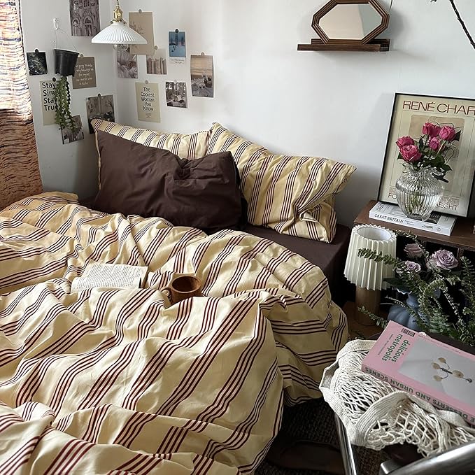 mixinni Retro Striped Duvet Cover Set Twin - Image 5