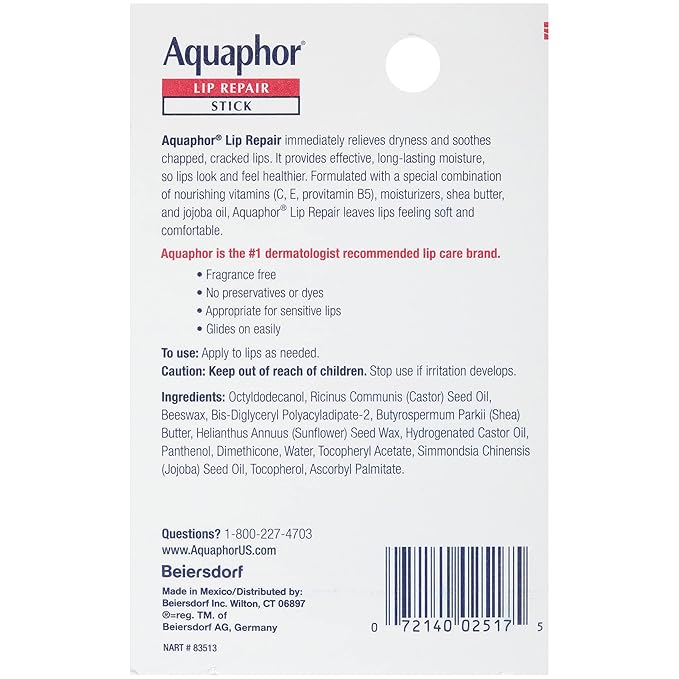 Aquaphor Lip Repair Stick with Jojoba Oil and Shea Butter, Moisturizing Lip - Image 10