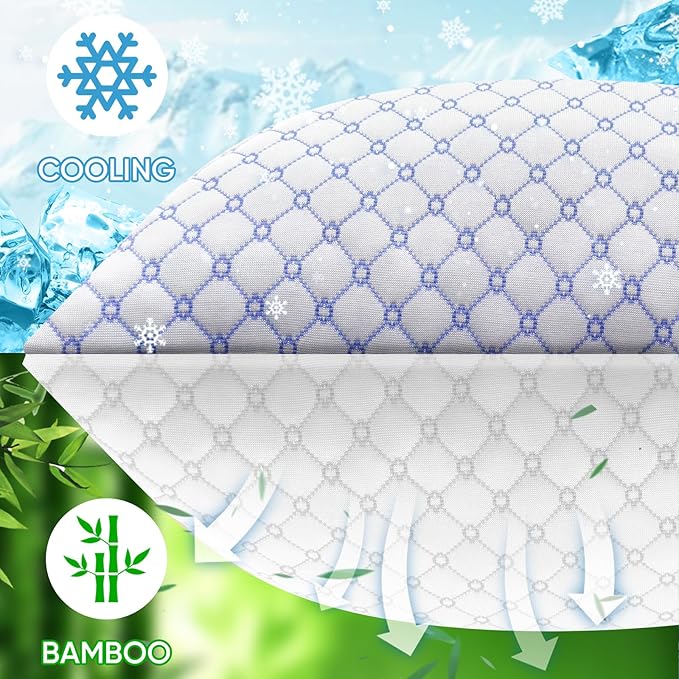 OAISZ Cooling Pillow Queen Size, Shredded Memory Foam Bed Pillows - Image 2
