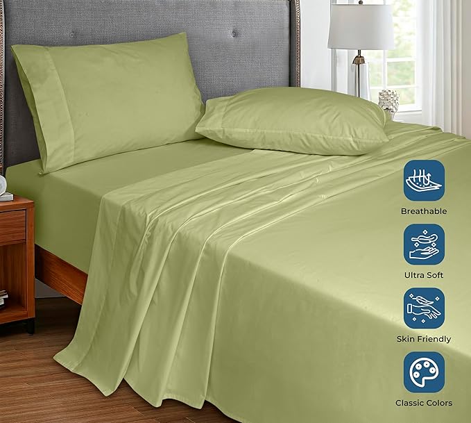 Royale Linens 100% Organic Cotton Queen Flat Sheet Only - Image 4