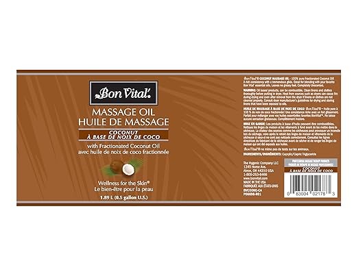 Bon Vital' Coconut Massage Oil, 1/2-Gallon Container, 100% Pure Fractionated - Image 2