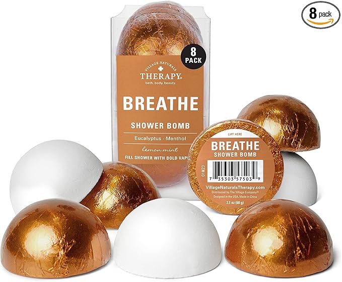 Village Naturals Therapy Breathe Shower Bomb Steamers, Soothing Scent, by VillageNaturalsTherapy