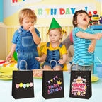 XPCARE 200Pack Paper Bags 8x4.5x10 Inch, Plain Medium Paper Bags with Handles Bulk, Kraft Paper Gift Bag, Retail, Party, Shopping, Favor Bag(Black)