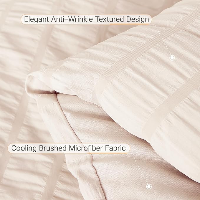 MUXHOMO 5 Pieces Twin XL Comforter Set, Seersucker Bed in a Bag Twin XL Size - Image 6