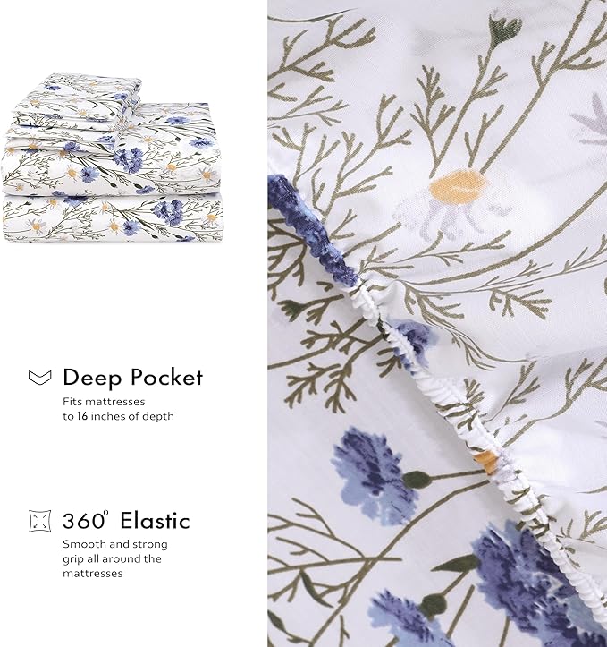 RUVANTI 100% Cotton Sheets – Queen Size Percale Bedding, Cooling & Breathable - Image 6