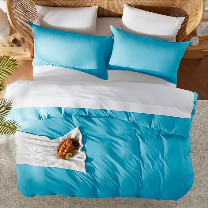 Nestl Bright Blue California King Duvet Cover Sets - Image 5