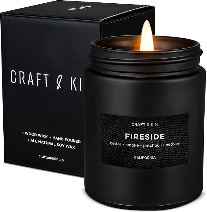 Craft & Kin Premium Smoky Fireside Candle | Scented Candles by CraftKin