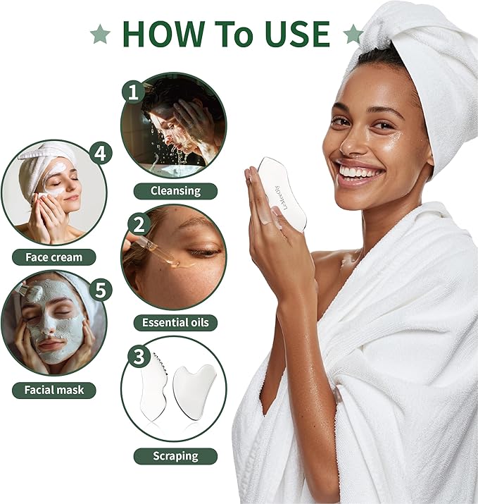 LeMeeOly 2Pcs Gua Sha Facial Tools Stainless Steel, Detailer GuaSha Set - Image 5