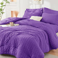 HYMOKEGE Bright Purple Twin XL Comforter Set Seersucker 5 Pieces, All Season by HYMOKEGE