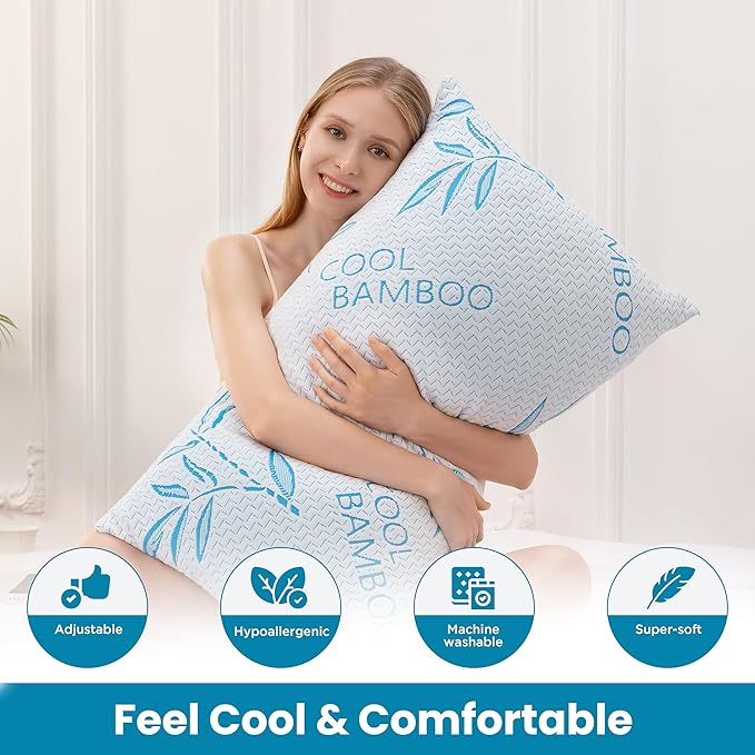 ComfySleep Queen Size 2 Pack Rayon Made from Bamboo Pillows - Image 2