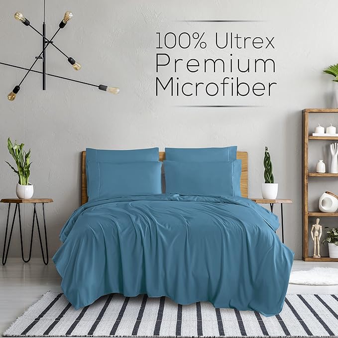 Mueller Luxury 6 PC Full Size Bed Sheets, Super Soft 1800, Deep Pocket up to - Image 2