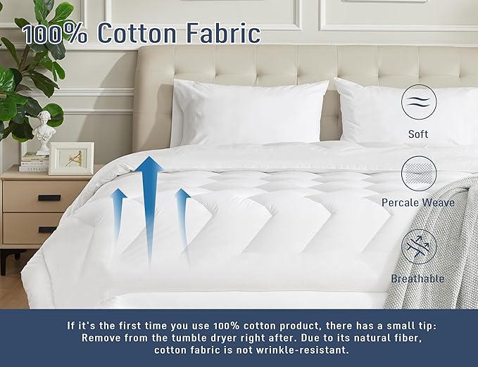 Pillow Cases, Standard Queen Size Cotton Percale Weave Pillowcases, Pre-Shrunk - Image 3