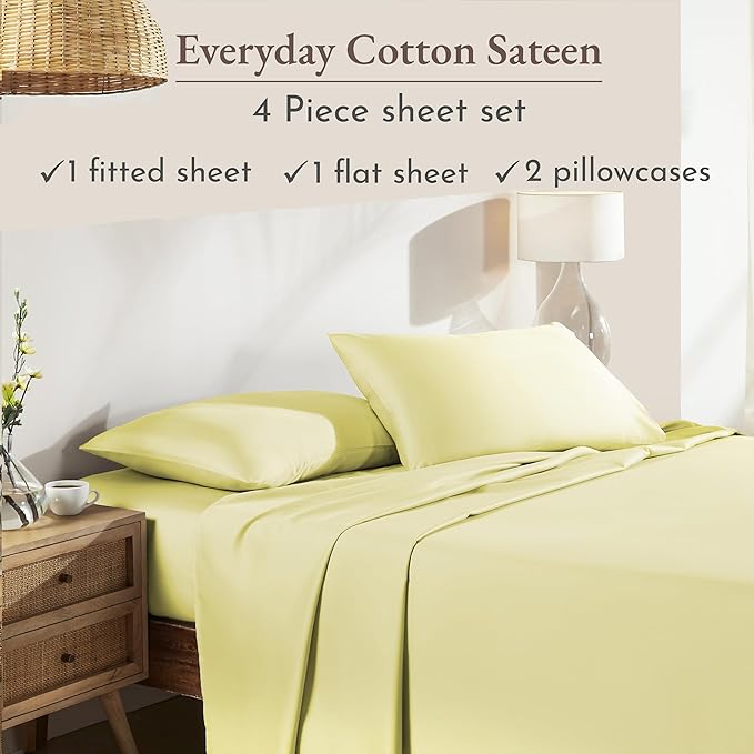 California Design Den Natural 100% Cotton Queen Sheet Set - Image 4