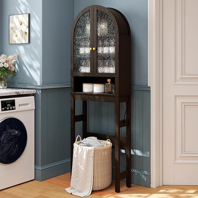 HMstone Over The Toilet Storage Cabinet, Arched Bathroom Organizer and Storage - Image 7