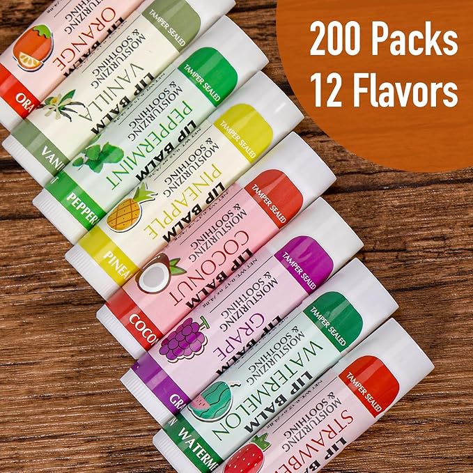 AZEN 200 Pack Lip Balm Bulk, Moisturizing Lip Balms - Image 3