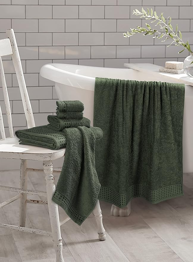 GLAMBURG 100% Cotton Ultra Soft 6 Pack Towel Set, Contains 2 Bath Towels 28x55 - Image 3