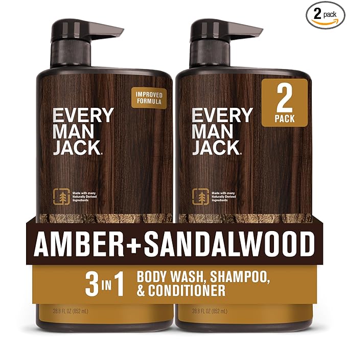 Every Man Jack Amber + Sandalwood Hydrating Mens 3-in-1 All Over Wash by EveryManJack