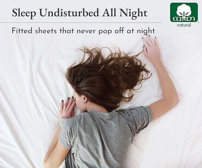 California Design Den Fitted Sheet Queen, Soft 100% Cotton Sateen, Deep Pocket - Image 7