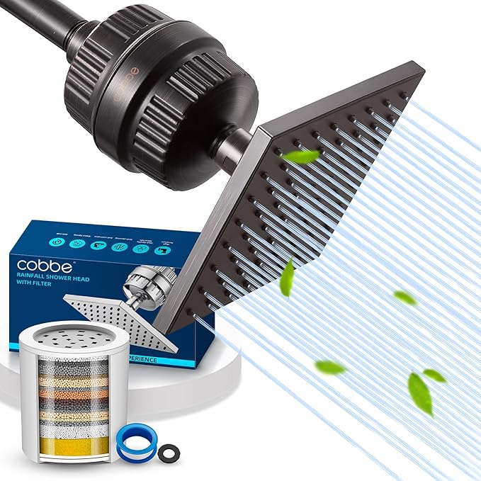 Cobbe High Pressure Filtered Shower Head Combo, Rain Shower Head by Cobbe