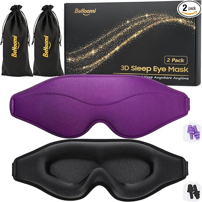 BeHoomi Sleep Mask, 2 Packs Premium Eye Mask by BeHoomi