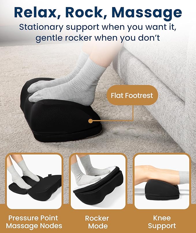 Everlasting Comfort Adjustable Cloud Foot Rest for Under Desk at Work with Pressure Point Nodes - Comfortable Memory Foam Office Foot Stool & Under Desk Pillow for Gaming & Home Accessories