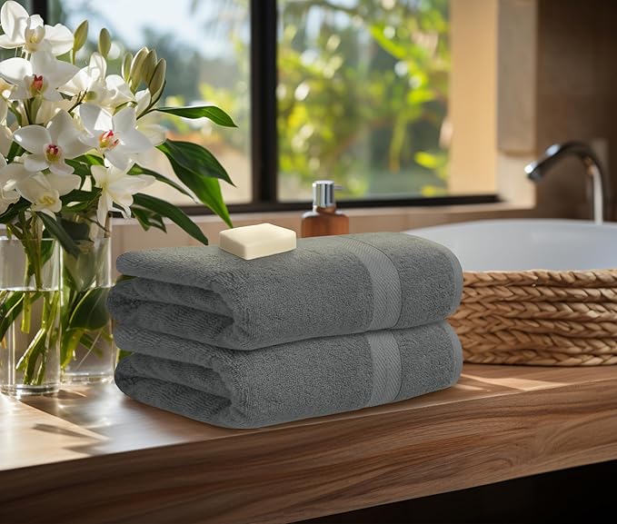 Avalon Towels Luxury 8 Piece Grey Towels Set, 2 Bath Towels, 2 Hand Towels and - Image 3