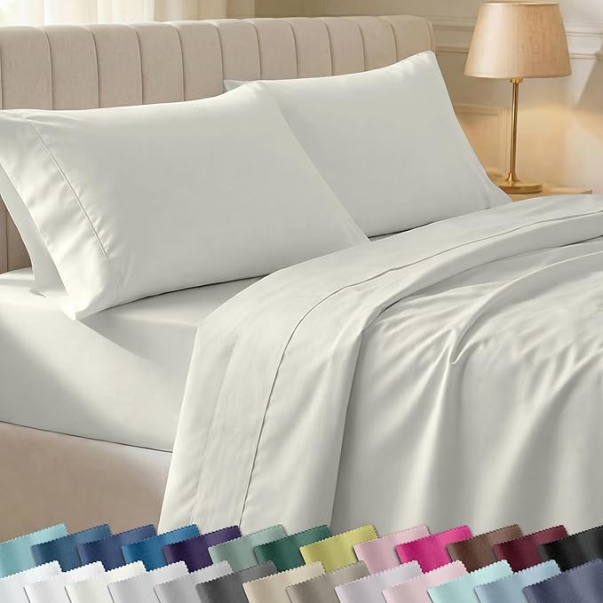 CALIFORNIA DESIGN DEN Soft 100% Cotton Split King Sheet Set, 400 Thread Count by CaliforniaDesignDen