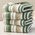 Green Hand Towels Set of 4, Striped Hand Towels by VOOVAMOVAS