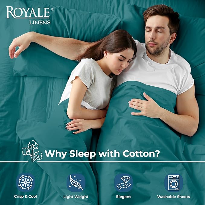 Royale Linens 100% Organic Cotton King Flat Sheet Only - Image 3