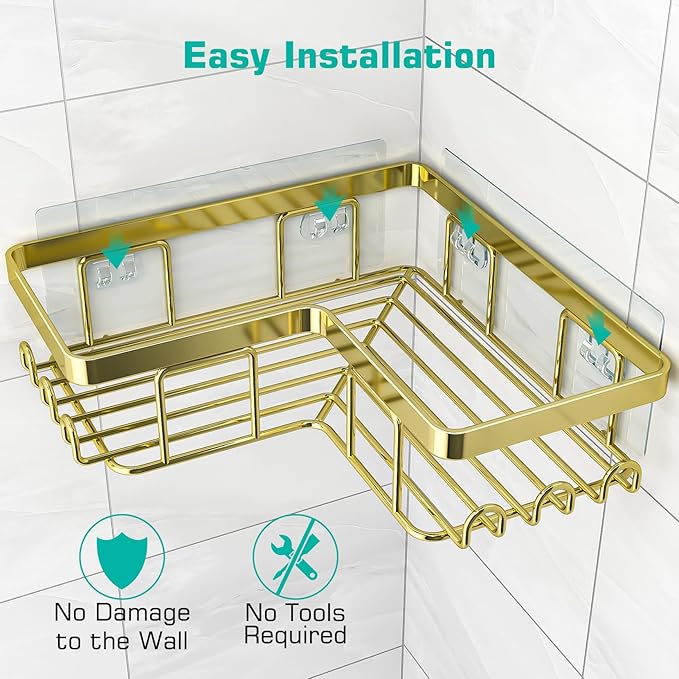 YASONIC Corner Shower Caddy, Rustproof Stainless Steel Shower Organizer - Image 5