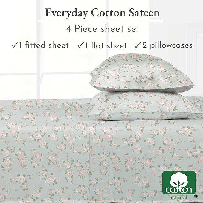 California Design Den Sheet Set Rose King Size Bed Sheets, Deep Pocket King - Image 6