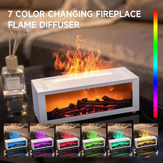 TMEHM Fireplace Flame Air Diffuser Humidifier, 7 Colors Aromatherapy Essential - Image 5