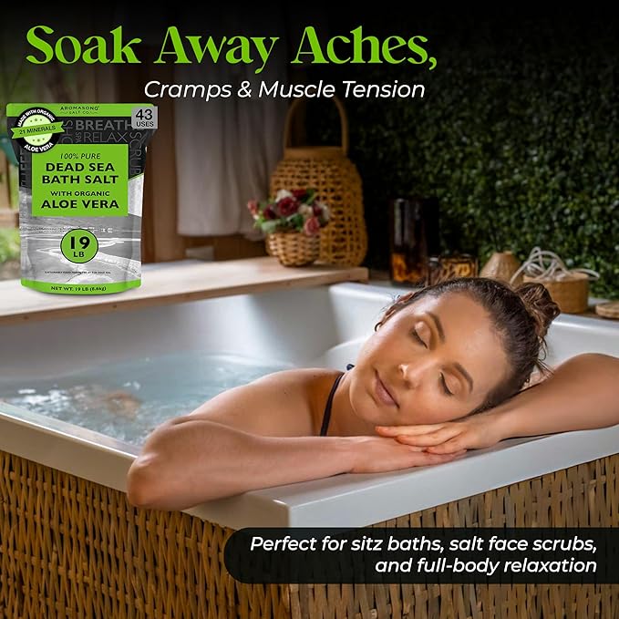 Aromasong Dead Sea Salt with Organic Aloe Vera, Spa Bath Salts, 19 Lbs Fine - Image 6