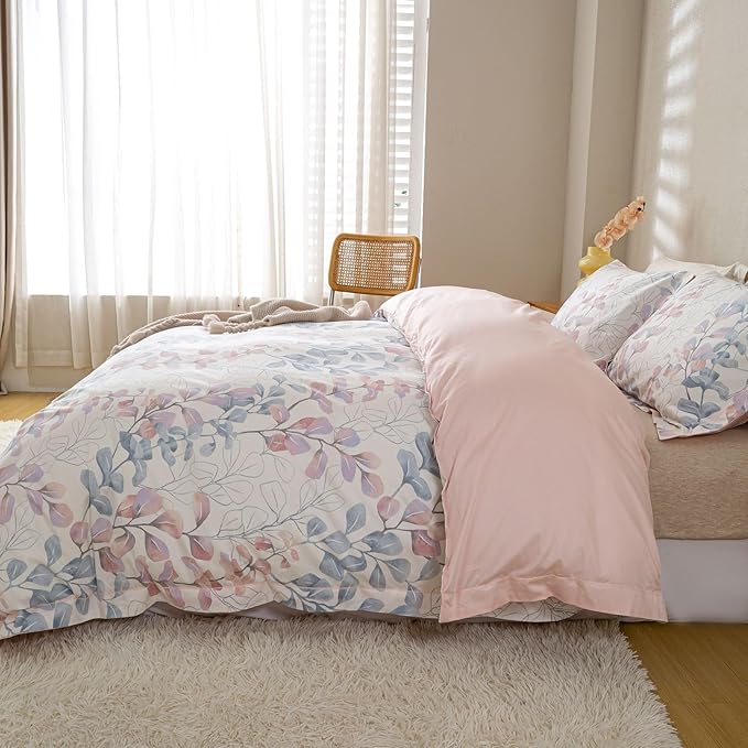OAITE Duvet Cover Set Queen Size Floral Pattern Ultra Soft 100% Cotton Duvet - Image 6