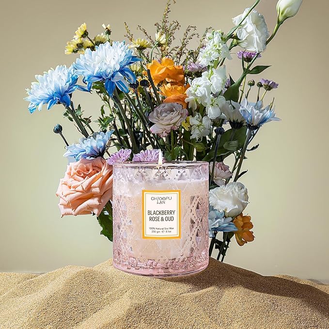Chloefu LAN Rose Scented Candle, Oud Candle, Mothers Day Candles Gifts - Image 6
