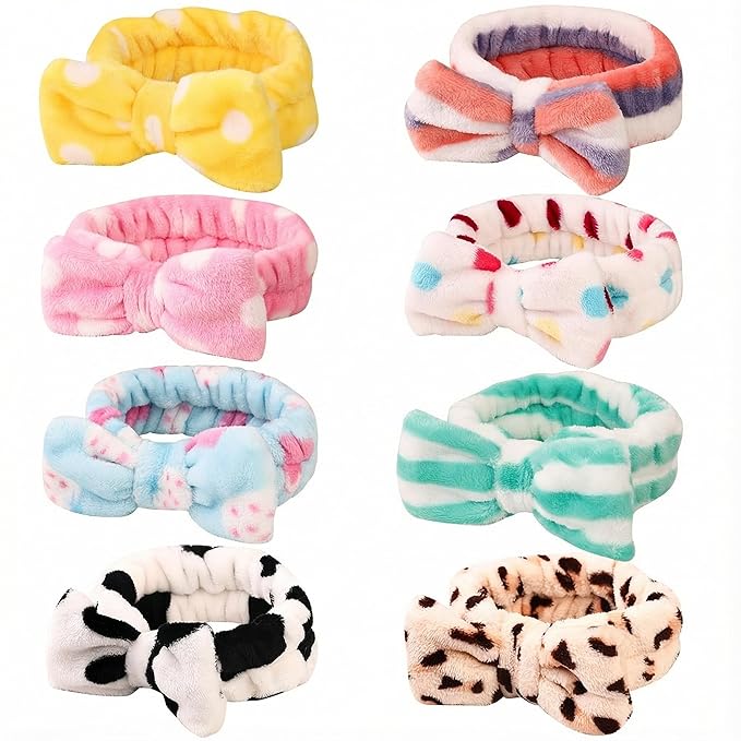 Hishexin 8 Pack Spa Headbands for Women, Soft Bow Skincare Headband for Washing by Hishexin