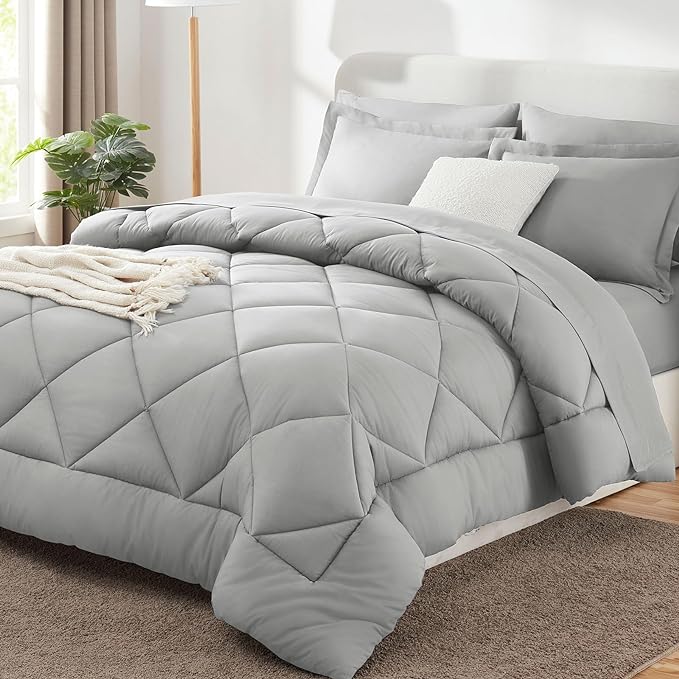 CozyLux Queen Comforter Set Light Grey by CozyLux